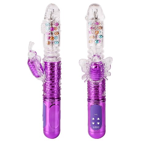 AKStore Adult ProductsUSB charge Butterfly Telescopic Rotating Bead Rods 36-Frequency G Spot Vibrator Dildo Clit Stimulator Masturbation Massager Sex Toy for Women