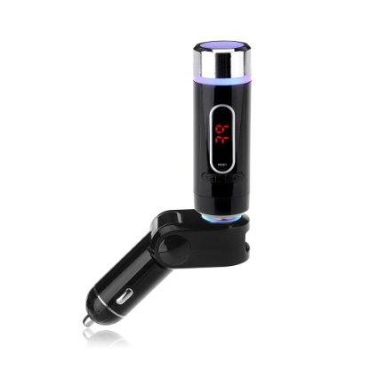 VicTsing Wireless Bluetooth FM Transmitter with Car Charger Adapter Cigarette Lighter Handsfree Car Kit with Hands-Free Calling Music Control and Charging Port for Apple iPhone Samsung Galaxy and other Smartphones