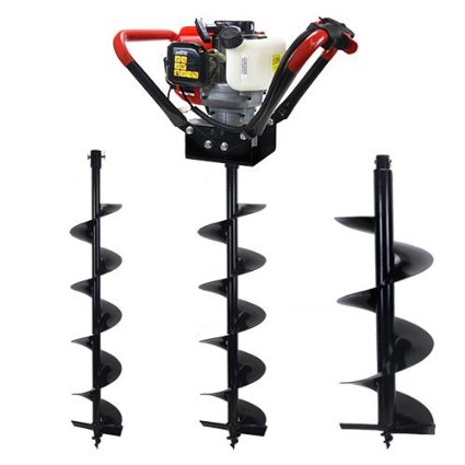 XtremepowerUS V-Type 55CC 2 Stroke Gas Post Hole Digger One Man Auger (Digger   6" 8" 12"Bits)