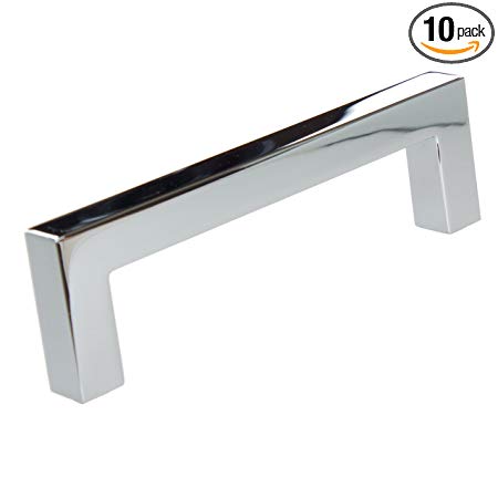 GlideRite Hardware 21683-96-PC-10 Solid Square Slim Cabinet Bar Pulls, 10 Pack, 3.75", Polished Chrome