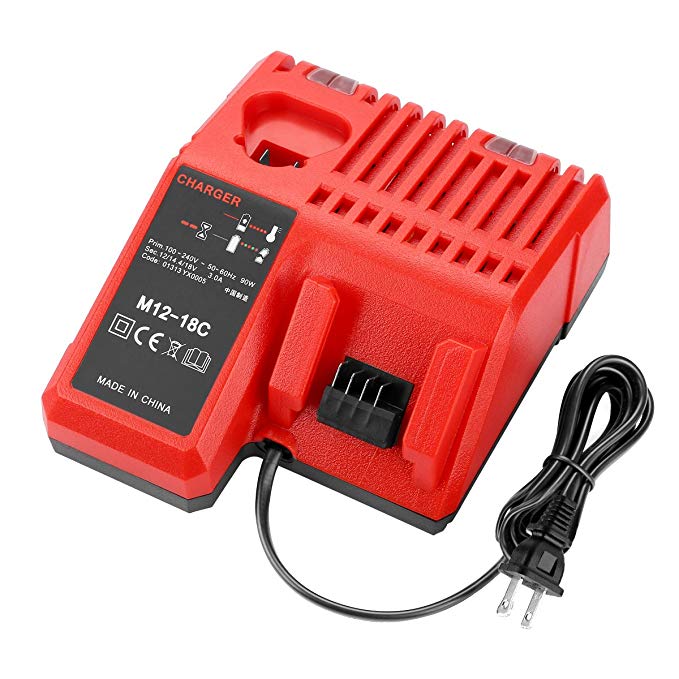 YABELLE Replacement Lithium-ion Battery Charger for Milwaukee 48-59-1812 M12 or M18 18V and 12V Multi Voltage Lithium 48-11-1850 48-11-1840 48-11-1815 48-11-1828