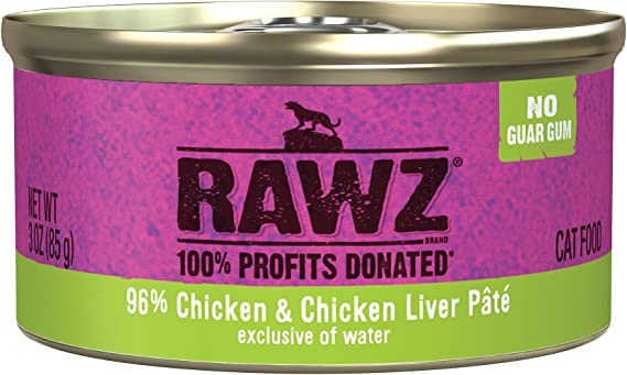 Rawz Natural Premium Pate Canned Cat Wet Food - Made with Real Meat Ingredients No BPA or Gums -3 oz Cans (Case Pack of 18) (Chicken)