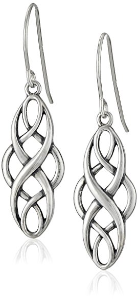 Sterling Silver Celtic Design Oval Dangle Earrings