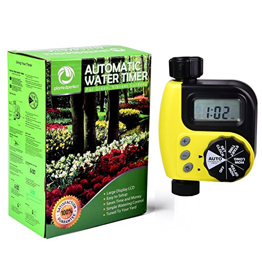 AUTOMATIC WATER TIMER – Digital Irrigation System Valve For Controlled Watering - Intelligent Sprinkler and Hose Controller High Contrast LCD Display – FREE Garden Ebook Bundle