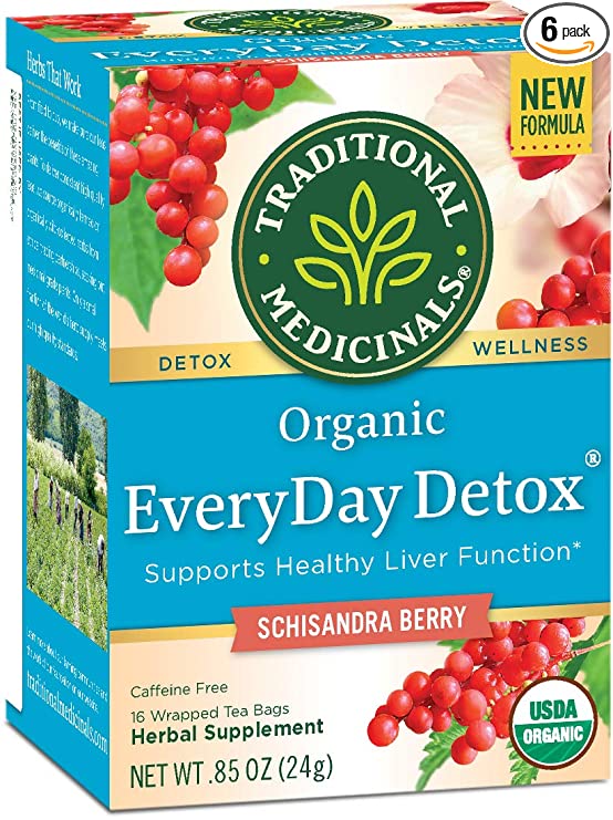 Traditional Medicinals Organic EveryDay Detox Tea, 16 Tea Bags (Pack of 6) (Packaging may vary)
