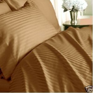 Stripes Bronze 300 Thread Count Full (double bed) size Sheet Set 100 % Egyptian Cotton 4pc Bed Sheet set (Deep Pocket) By sheetsnthings