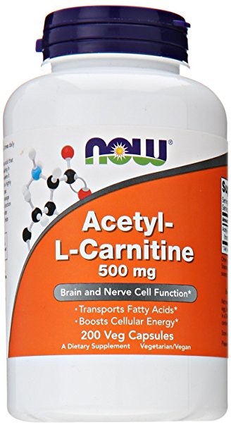 NOW Acetyl L-Carnitine 500mg, 200 Veg Capsules