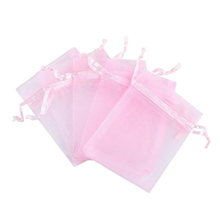 Anleolife 50PCS Pink Organza Bags 5x7 inch Party Favor Bags Organza Baby Shower Sheer Gift Bag For Jewlery Candy Sample Organizer Drawstring Pouches (50pcs pink)