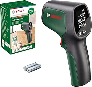 Bosch Infrared Thermometer, With 2x AA Batteries, Measurement Range Of -30°C To  500°C, Easy and Precise Measurement, 3 Predefined Material Groups (UniversalTemp) (2024 New)