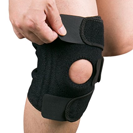 Knee Support, Gvoo Open-patella Stabilizer Knee Brace Pads with Adjustable Strapping for Running, Walking, Cycling, Basketball, Gardening and Knee Safety - Black
