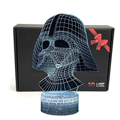 LED 3D Optical Illusion Smart 7 Colors Night Light Desk Lamp with USB Cable (Darth Vader)