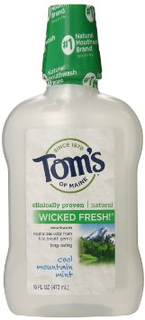 Toms of Maine Long Lasting Wicked Fresh Cool Mountain Mint Mouth Wash 16-Ounce Bottles Pack of 6