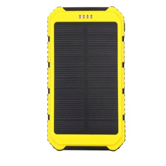 Rain and Shock Resistant 10000 mAh Solar Battery ChargerPower Bank with Dual USB Ports