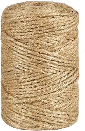 328 Feet 3mm Natural Jute Twine, 3Ply Thick Heavy Duty Packing Materials String Brown Garden Twine for Arts, Crafts and Gift Wrapping