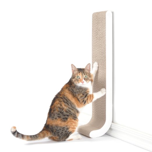 4CLAWS BASICS Cat Scratcher - Cardboard Scratching Post White Vertical Mounting
