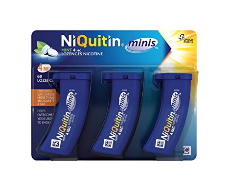 NiQuitin 4 mg Minis Mint Lozenges - 3 Tubes of 20, 60 Lozenges Total
