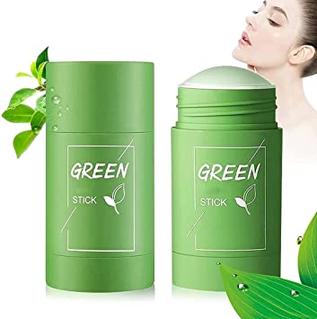 2pc Green Tea Mask Stick Purifying Clay, Removing Blackhead face mask Balancing Oil And Water, Deep Clean Pore, Improves Skin,for All Skin Types Men Women (Green)