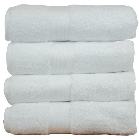 Luxury Hotel and Spa Towel 100 Genuine Turkish Cotton and Bamboo Rayon White Bath Towel  - Set of 4