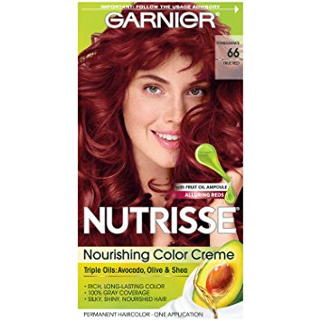 Garnier Nutrisse Nourishing Hair Color Creme, 66 True Red (Pomegranate) (Packaging May Vary)