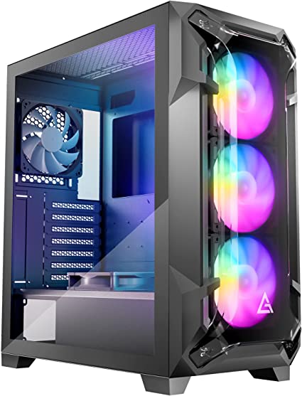Antec DF600 Flux High Airflow ATX ARGB Mid Tower Gaming Case with Tempered Glass Side Panel