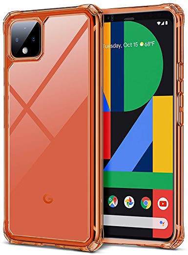 ESR Air Armor Clear Case for Pixel 4 XL Case, [Shock-Absorbing] [Scratch-Resistant] [Military Grade Protection] Hard PC   Flexible TPU Frame, for The The Google Pixel 4 XL (2019 Release), Orange