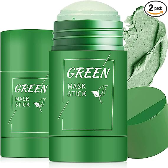 2pc Green Tea Cleansing Mask Stick,Solid Mask,Purifying Clay Mask, Face Moisturizes Oil Control, Deep Clean Pore,Blackhead Remover,Improves Skin,for All Skin Types Men Women Facial Mask