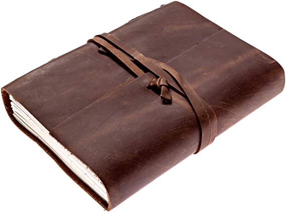Leather Journal Notebook Gift Set Handmade Genuine Buffalo Travel Journal 7x5 Inches Brown