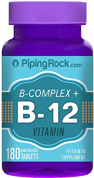 Piping Rock B Complex Plus B-12 180 Quick Release Tablets Vitamin Supplement