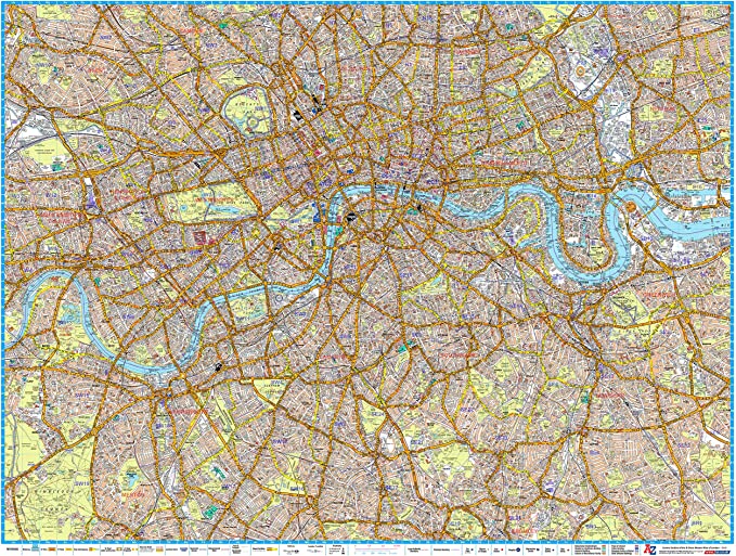 A-Z London Master Plan - Centre - 40" x 30.25" Laminated Wall Map