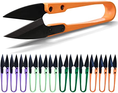Anley 4" Sewing Scissors Set - Carbon Steel Trimming Nipper Yarn Lightweight Thread Cutter - Portable Mini Embroidery Clipper Stitching Snip for DIY, Household Supplies (12Pcs, Multicolor)