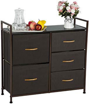 Aclumsy 5 Drawer Dresser，Dresser Closet with Non-Woven Fabric,Lightweight Dressers for Bedroom Brown
