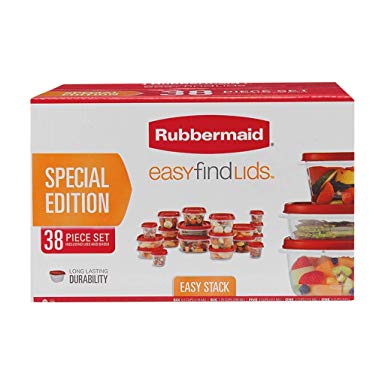 Rubbermaid Food Storage 38 Piece Set with Easy Find Lids, Freezer Safe, Microwave Reheatable, BPA Free, Dishwasher Top Rack, Recyclable, Red