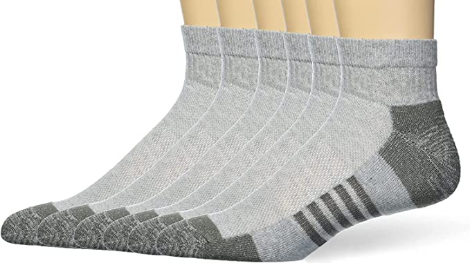 Amazon Essentials Men's Performance Cotton Cushioned Athletic Ankle Socks, Pack of 6