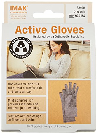 IMAK Compression Active Arthritis Gloves, Original with Arthritis Foundation Ease of Use Seal, Large