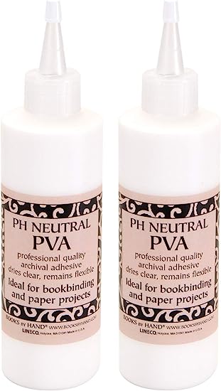 Books by Hand, Pack 2, pH Neutral PVA Adhesive Size 8 oz (BBHM217). Ideal for Bookbinding, Paper Projects, Art, Craft, DIY.