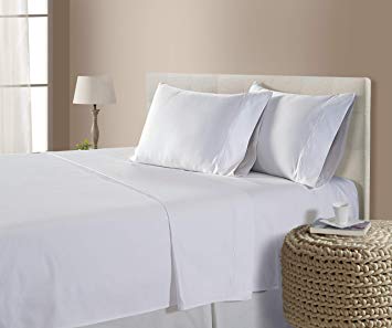 CHATEAU HOME COLLECTION Luxury 800-Thread-Count 100% Egyptian Cotton Bed Sheets, 4 Pc Full - White Sheet Set, Single Ply Long-Staple Yarns, Sateen Weave, Fits Mattress Upto 18'' Deep Pocket