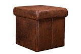 VIVA OFFICE Folding Storage Ottoman Retro Style Micro Fiber Brown Footrest Stool Using for Storage and Seating 14 by 14 by 163 inches