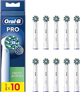 Oral-B Pro CrossAction Recambios para Cepillo de Dientes Eléctrico, Pack de 10 Cabezales, Blanco - Originales