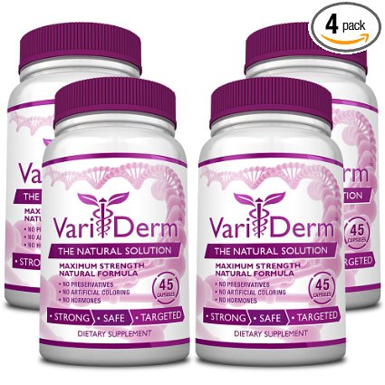 VariDerm The Varicose and Spider Vein Solution 4 Bottles Improves Appearance of Varicose and Spider Veins - Relieves Varicose Vein Discomfort Pain and Strain Supports Healthy Vein Tissue Development