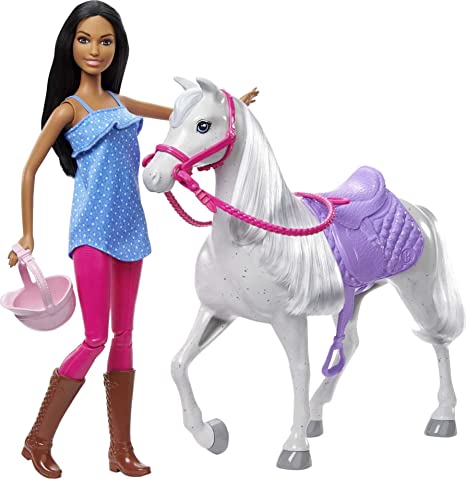 ​Barbie Doll and Horse Playset with Barbie Doll (11.5 in Brunette), and Horse with Saddle, Bridle, Reins and Riding Helmet, Gift for 3 to 7 Year Olds