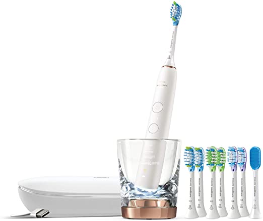 Philips Sonicare Diamondclean Smart 9700 Rose Gold Rechargeable Toothbrush For Complete Oral Care With Charging Travel Case, Rose Gold