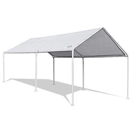 Quictent 3x6M Heavy Duty Carport White Portable Garage Steel Frame Car Shelter Outdoor Car Canopy With Waterproof Tear Resistance Cover
