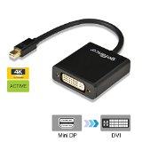 gofanco Gold Plated Mini Displayport to DVI Active Converter for 4k Ultrahd Monitor Single Link See Note 1 Below - Thunderbolt Compatible Support Eyefinity Displayport 12 - Black Male to Female - Multiple Screens SLS Supported for Gaming