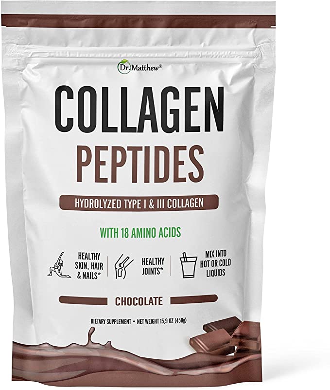 Chocolate Collagen Peptides Powder with Hyaluronic Acid, Vitamin C & Biotin for Hair Growth, Skin, Nails, Joints & Weight Loss. Great in Coffee & Shakes. Keto Flavored Collagen Protein. Grass Fed