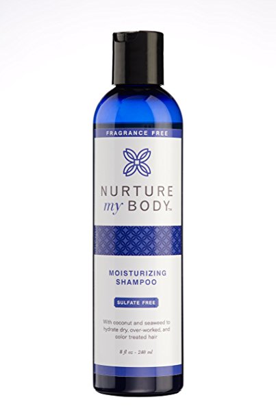Organic Moisturizing Shampoo by Nurture My Body - 100% All Natural and Organic, SLS Free, Best for Damaged and Color Treated Hair Care (Fragrance Free)