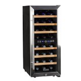 Koldfront 24 Bottle Free Standing Dual Zone Wine Cooler - Black and Stainless Steel