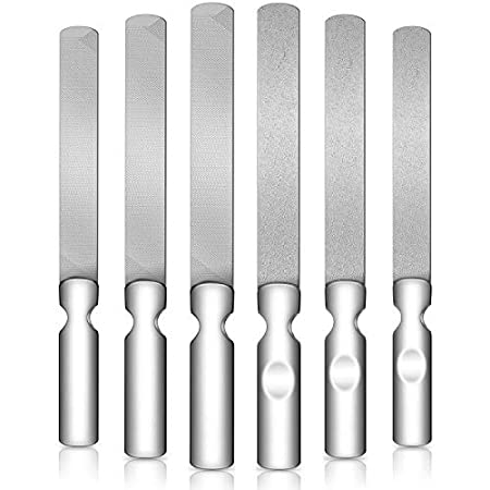 6 Packs Stainless Steel Nail File Metal Nail Files Double Sided Anti-Slip Nail Buffer Manicure Nail Tool for Women Men Nail Shaping