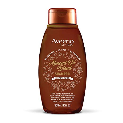 Aveeno Scalp Soothing Almond Oil Blend Shampoo for Deep Hydration, Sulfate Free Shampoo, No Dyes or Parabens, 12 fl. oz