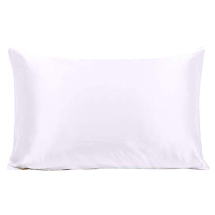 Ravmix 100% Pure Mulberry Silk Pillowcase for Hair and Skin with Hidden Zipper King Size 21 Momme 600TC Hypoallergenic Soft Slip Breathable Both Sides Silk Pillow Cover, 20×36inch, White