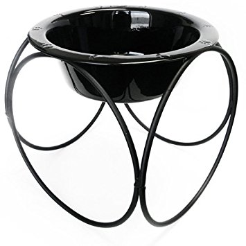 Platinum Pets 8 Cup Olympic Diner Stand with Wide Rimmed Bowl, Black